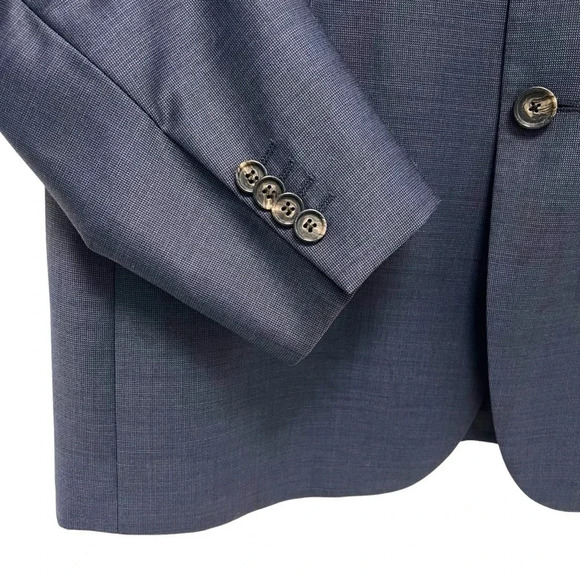 Hugo Boss Blue Micro Check Suit Jacket Blazer Coat Super 100 Modern Fit Men 42 L - Picture 6 of 12